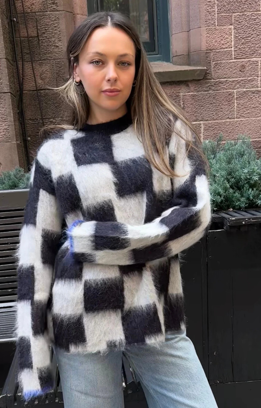 NWT Zankov Rudy Oversized Mohair Jacquard Sweater